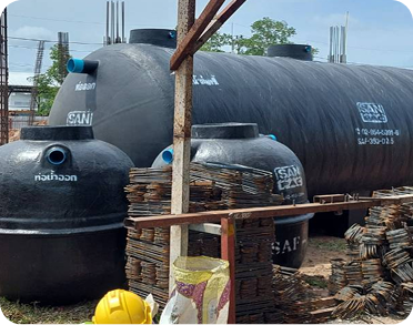 ถังบำบัดน้ำเสียไฟเบอร์กลาส FRP ทรงตั้ง 2