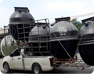 ถังบำบัดน้ำเสียไฟเบอร์กลาส FRP ทรงตั้ง 5