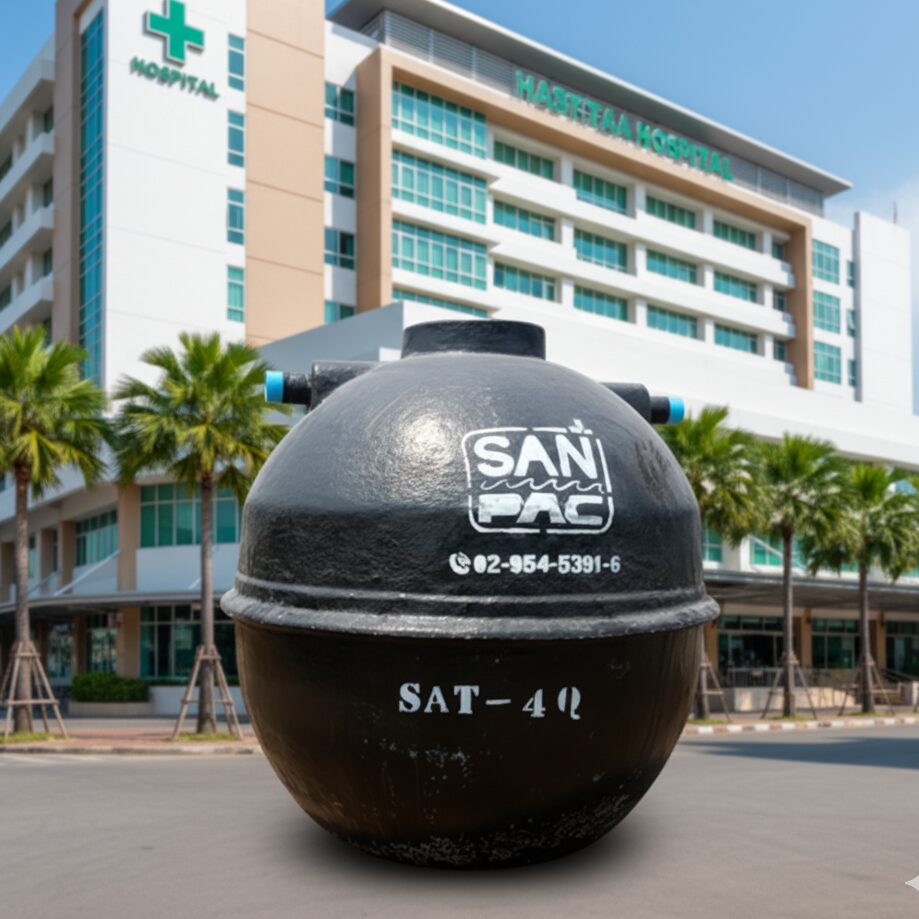 ถังบำบัดน้ำเสียไฟเบอร์กลาส ทรงตั้ง สำหรับอาคาร