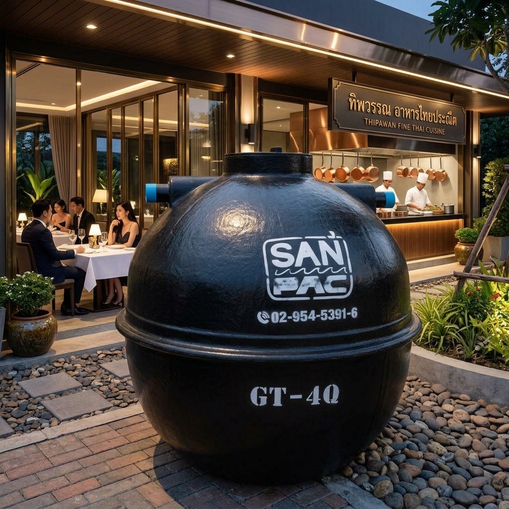 ถังดักไขมันไฟเบอร์กลาส ร้านอาหาร โรงอาหาร โรงงาน โรงพยาบาลชั้นนำ